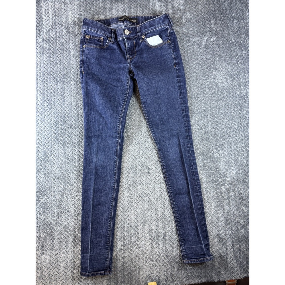 Express Stella Jeans Womens 0R Blue Denim Stretch Medium Wash Low Rise Legging